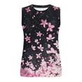 thumbnail image 4 of lcziwo Women Tank Top Eyelet Breathable Floral Print Round Neck Camisole Cozy Casual Sleeveless Tanks Top Pink L, 4 of 6