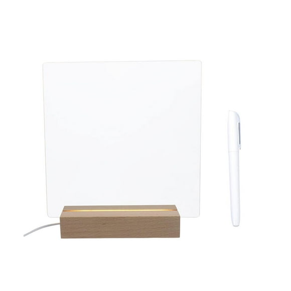 Speravity Pizarra transparente de borrado en seco con soporte iluminado Dr-y Erase Board Erase Board Dr-y Erase Artesanía 20*20cm+1 bolígrafo blanco