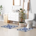 thumbnail image 5 of U-Shaped Toilet Mat Plush Bathroom Rug Mat Non Slip Bathroom Mats Blue and White Batik Pattern, 5 of 5