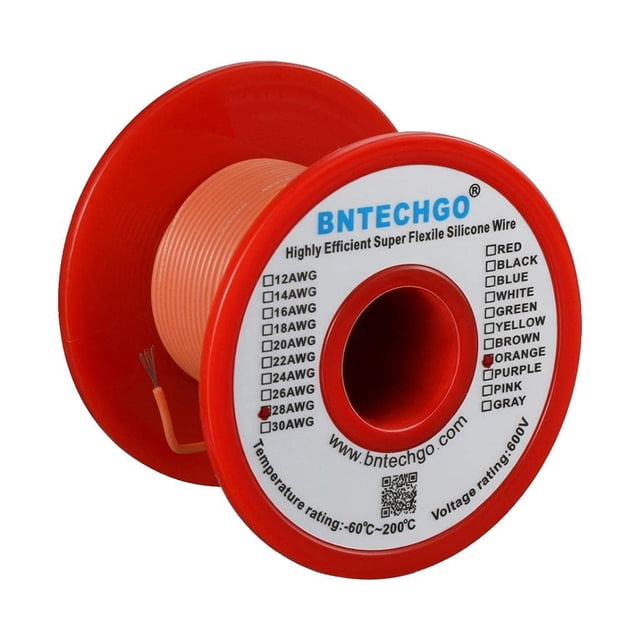 Cable de silicona BNTECHGO 28 AWG 30,5 m naranja flexible