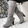 thumbnail image 3 of Mepaouo Women's Knee High Boots Block Heel Platform Winter Boots with Side Zipper(Grey,9), 3 of 7