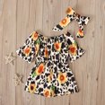 thumbnail image 2 of Utoimkio Toddler Baby Girls Summer Outfits Floral Short Sleeve Jumpsuits+Headband Two Piece Outfits Summer Clothes, 2 of 7