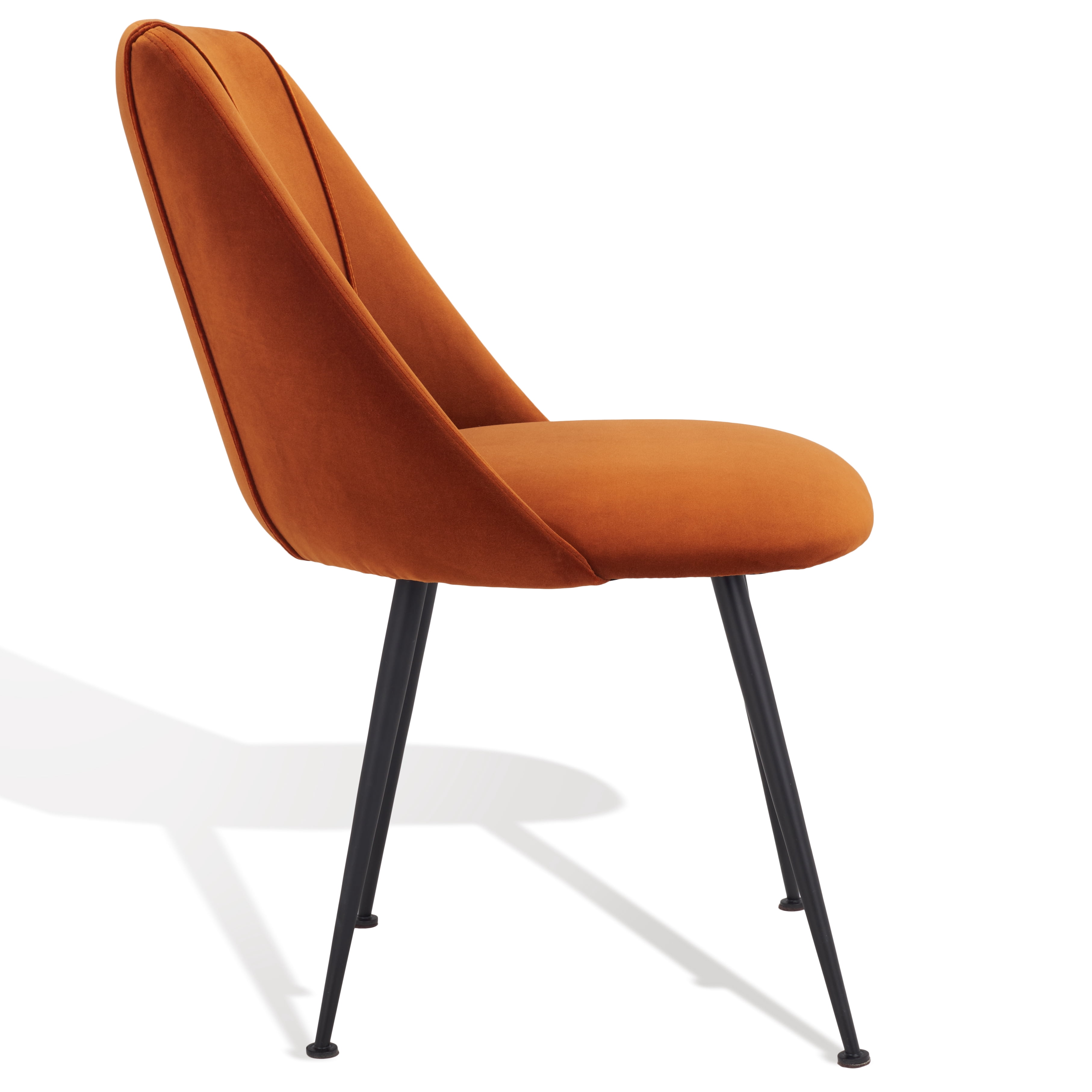 SAFAVIEH Couture Foster Classic Velvet Solid Dining Side Chair, Rust/Black