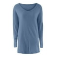thumbnail image 4 of Fiaer Women Long Pullover Sweaters V Neck Long Sleeve Plus Size Fashion Casual Lightweight Knit Tops Sky Blue XL, 4 of 5
