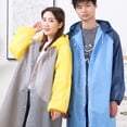 thumbnail image 5 of Opolski Raincoat Splicing Pattern Long Cap Rope Design Fashion Hooded Adult Raincoat for Unisex,Black, 5 of 8