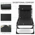 thumbnail image 5 of Padded Folding Chaise Lounge Chair, 6-Level Reclining Camping Tanning Beach Chair with Headrest, Black, 5 of 9