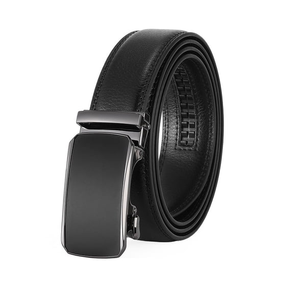 FALAN MULE Men's Leather Belt Automatic Ratchet Buckle Slide Belt for Dress Casual Trim to Fit with Gift Box