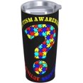 thumbnail image 2 of Funny Tumblers Autism Awareness Ribbon 1 Stainless Steel Mug 304 Stainless Steel Car Water Cup With Straw 20 Oz 600ml Adult Youth Man Woman Drinking Glass, 2 of 6