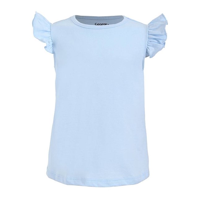 Playera George Niña 3A Manga Corta con Olanes en Borde Azul
