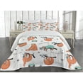 thumbnail image 2 of Ambesonne Sloth Quilted Coverlet 3 Pcs, Sloths on Branches, King Size, Pale Blue Orange Black, 2 of 4