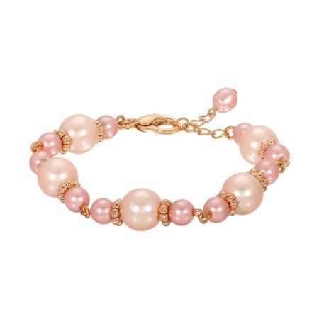 1928 Jewelry Rosabella Raspberry Champagne Faux Pearl Bracelet
