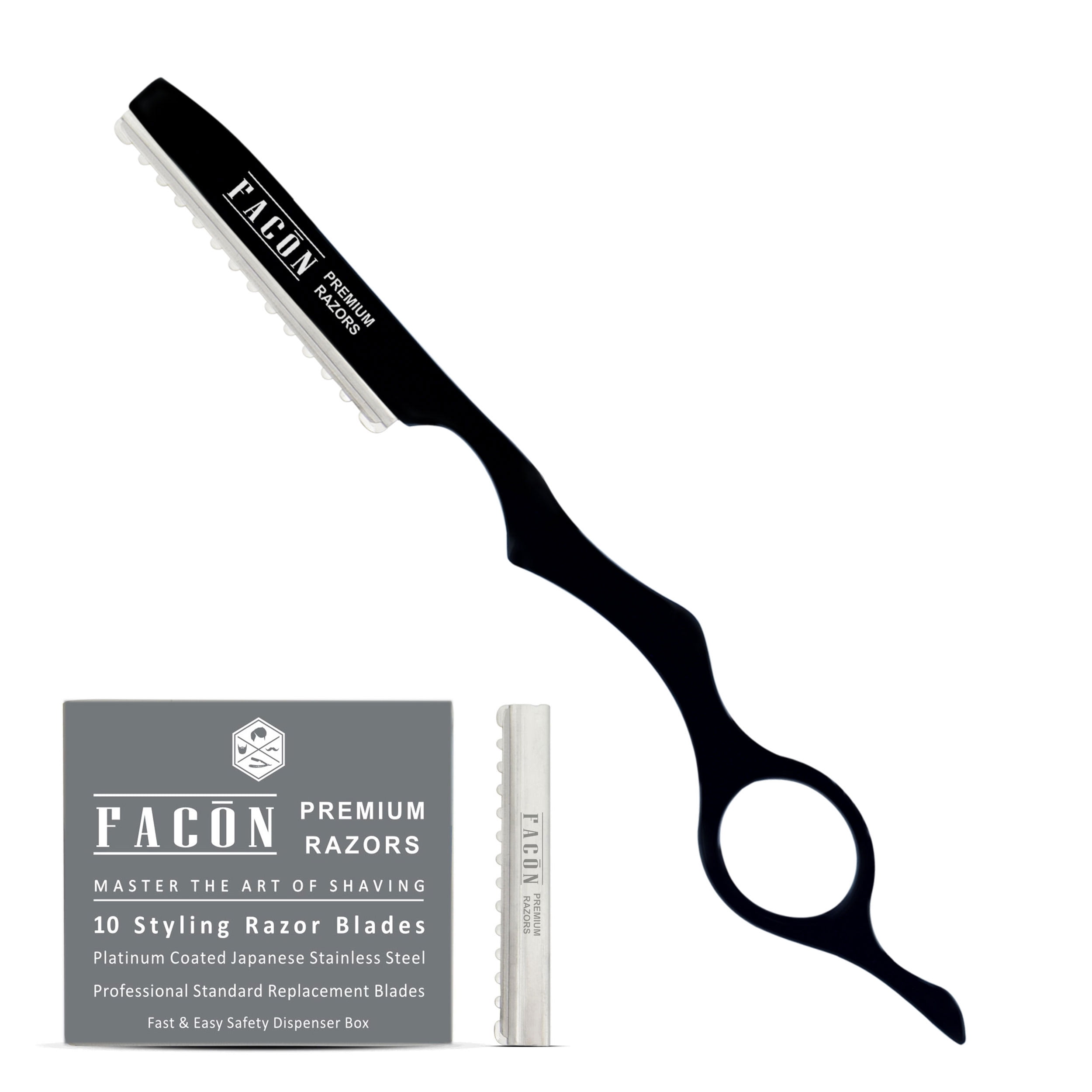 Facón Professional Hair Styling Thinning Texturizing Cutting Feather Razor + 10 Replacement Blades