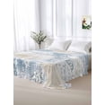 thumbnail image 5 of Blue Beige Floral California King Size Flat Sheet, Wrinkleproof & Fadeproof Cooling Flat Bed Sheet Only, Vintage Smear Abstract Art Breathable Soft Bedding Top Sheets 108 x 98 Inches, 5 of 8
