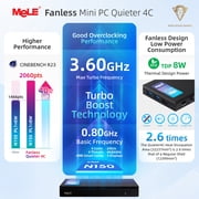 MeLE Intel N150 Mini PC Fanless Quieter4C 16GB 512GB USB-C Mini Desktop Computer