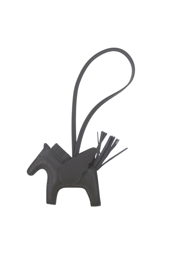 Pre-Owned Hermes Unused Herms Rodeo PM Pegasus Charm Keychain Lambskin Ardoise W...