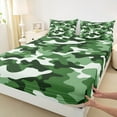 thumbnail image 3 of Manfei Camo Full Size Sheets,Rustic Outdoor Bed Sheets,Green White Sheet Sets For Kids,Luxury Bedroom Decor,4-Piece, 3 of 7