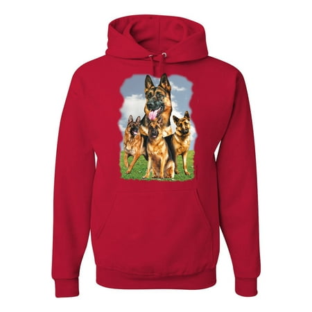 Wild Bobby German Shepherd Dog Animal Pet Lover Dog Lover Unisex Graphic Hoodie Sweatshirt Red X-Large