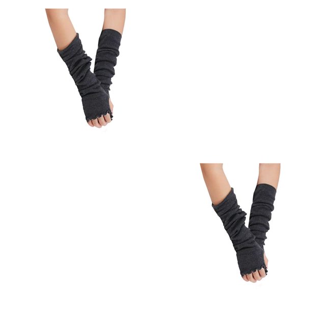 relayinert 1 Pair Long Arm Cover High Elasticity Anti-skidding Comfortable Fingerless Gloves Multiple Collocations Mountaineering Ruffle Deep Gary 2Set