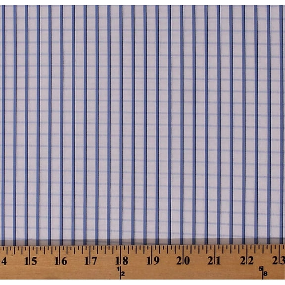 60" Fine Quality Blue Checkered Plaid Lightweight Shirting Fabric by the Yard (5338Z-3B-blue)