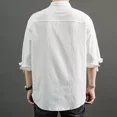 thumbnail image 2 of Camisa Cuello Mao Lino Hombre Casual Manga Larga Slim Fit, 2 of 8