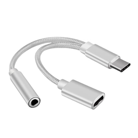 USB-C to 3.5mm Headphone and Charger Adapter - 384kHz Hi-Res Audio & 60W Fast Charging 2-in-1 Dongle - Type C to Aux Cable Cord for iPhone 17 16 15 Galaxy S26 S25 S24 S23 S22 Pixel iPad (White)