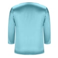 thumbnail image 4 of Women Satin Blouse 3/4 Sleeve Crew Neck Loose Fit Basic Top Soft Silky Shirt Lightweight Office Casual Wear Sky Blue S, 4 of 6