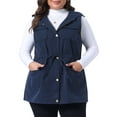 thumbnail image 2 of DARING DIVA Women's Plus Size Vest Sleeveless Anorak Cargo Drawstring Jacket 3X Navy Blue, 2 of 6