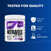 GAT SPORT Nitraflex Advanced Pre-Workout Powder - Energy Drink Mix - Supports Healthy Blood Flow - Boosts Strength & Energy - Creatine-Free - 30 Servings - Grape