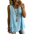 thumbnail image 3 of Babysbule Women's Sleeveless Round Neck Double Layer Tank Top Asymmetrical Hem Loose Fit Casual Summer Blouse for Women, 3 of 8