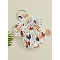 thumbnail image 2 of Newborn Baby Girl Farm Outfit Chicken Print Short Sleeve Romper Smocked Bodysuit and Headband Set Infant Country Clothes, 2 of 7