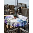 thumbnail image 2 of Outdoor Tablecloth with Umbrella Hole for Patio/Picnic/Party/Camping, Spring Flowers Waterproof Table Cloth Round Cover Washable, Watercolor Garden Florals Wooden Grain (Dia 60"), 2 of 8
