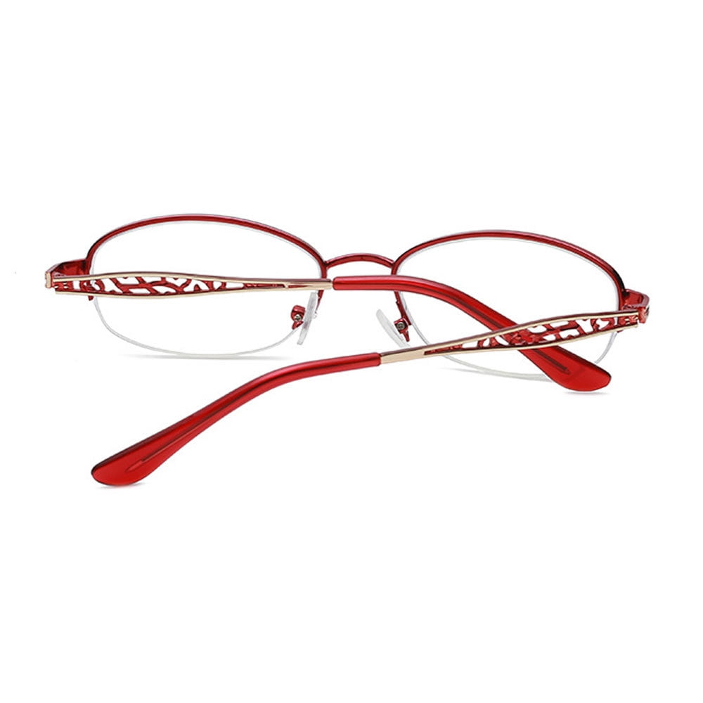 2 Pairs of Women Red Half Rimless Reading Glasses 1.00 Metal Presbyopic Glasses Anti-blue Light Readers 1.00 Strength