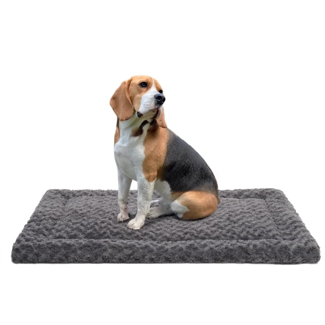 Alfombra de cama para perros Exsnugy, lavable, reversible, 90 x 55 cm, color gris