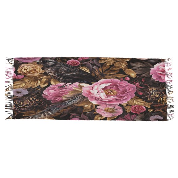 BZSMCE Women Scarf Forals Bloom Print Simple Pattern Soft Warm Long Large Scarves