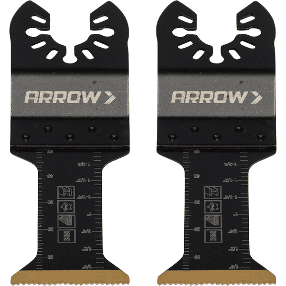 Arrow OSC125WM-2A Titanium Coated Oscillating Multitool Cutting Blades for Wood, Drywall, PVC, and Metal, 1-3/8 Inch, 2-Pack
