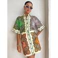 thumbnail image 2 of Women's Printed Shirt Dress Fashionable Casual Slim Fit Long Cotton Linen Shirt Dress, 2 of 6