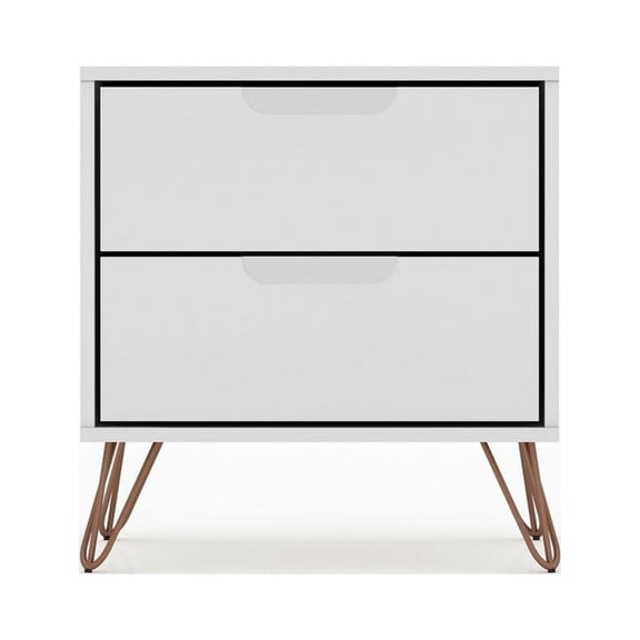 Rockefeller 2.0 Mid-Century- Modern Nightstand with 2-Drawer in White