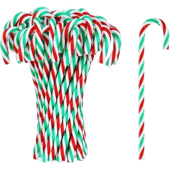 24 Pcs Christmas Plastic Candy Cane Christmas Tree Hanging Ornaments Christmas Tree Decorations4PCS-15cm Red, Green and White