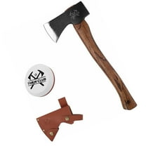 THRWCLUB 15.7" Hand Forged Hatchet, 1065 Carbon Steel Camping Axe with Sheath & Sharpener, Bushcraft Tool