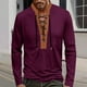 thumbnail image 1 of pstuiky Camisas de invierno de manga larga para hombre, Camiseta de manga larga con cuello alto, diseño de patchwork marrón y cordón ajustable para hombre top de hombre s, 1 of 7