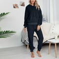 thumbnail image 2 of Womens Fuzzy Sherpa Fleece Pajamas Set Long Sleeve Hoodies Pajama Pants Cozy 2 Piece Outfits Loungewear Sleepwear Womens Clothes, 2 of 6