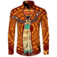 thumbnail image 4 of Camisa de manga larga informal con cuello vuelto y botones con estampado africano Dashiki para hombre, ropa de calle de moda, tops de tendencia, ropa para hombre, 4 of 5