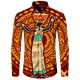 thumbnail image 3 of Camisa de manga larga informal con cuello vuelto y botones con estampado africano Dashiki para hombre, ropa de calle de moda, tops de tendencia, ropa para hombre, 3 of 4