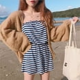 thumbnail image 1 of Women Crochet Cardigan Sweater Long Sleeve Lightweight Oversized Summer Open Front OutwearLight Tan Free Size, 1 of 1