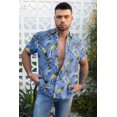 thumbnail image 2 of POGLIP Chemise à Manches Courtes Imprimée Hawaïenne pour Hommes Bleu Ciel, 2 of 6