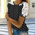 thumbnail image 5 of Fengactive Women's Lace Short Sleeve Blouses Polka Dot Shirts Cute Elegant Dressy Crew Neck Tunic Top, 5 of 7