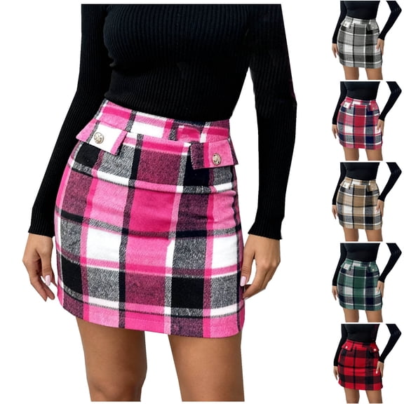 SROBPTY Skirts for Women Summer Print High Waist Button Zipper Slim Midi for Casual Wear