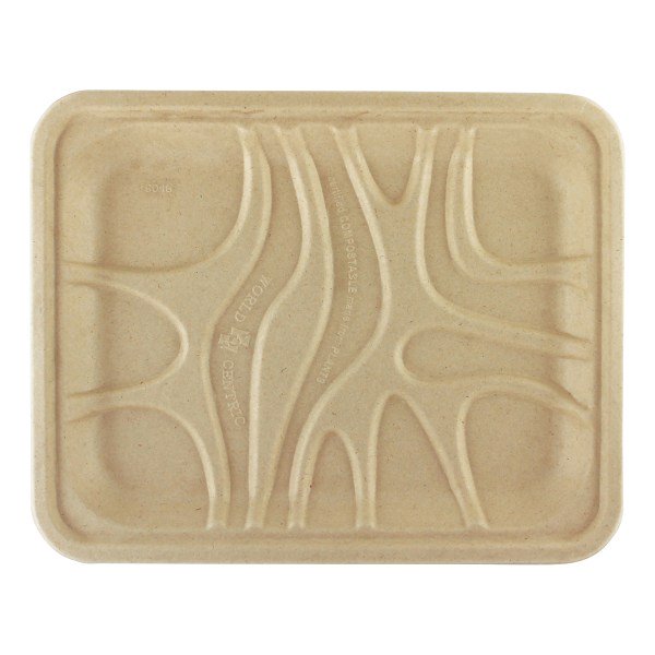 World Centric Fiber Trays, PLA Lined/PFAS Free, 3/4"H x 91/8"W x 71/8