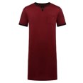 thumbnail image 1 of Men V-neck Long Sleeping Shirt, Solid Color Short Sleeve Split Hem Sleepwear, 1 of 7
