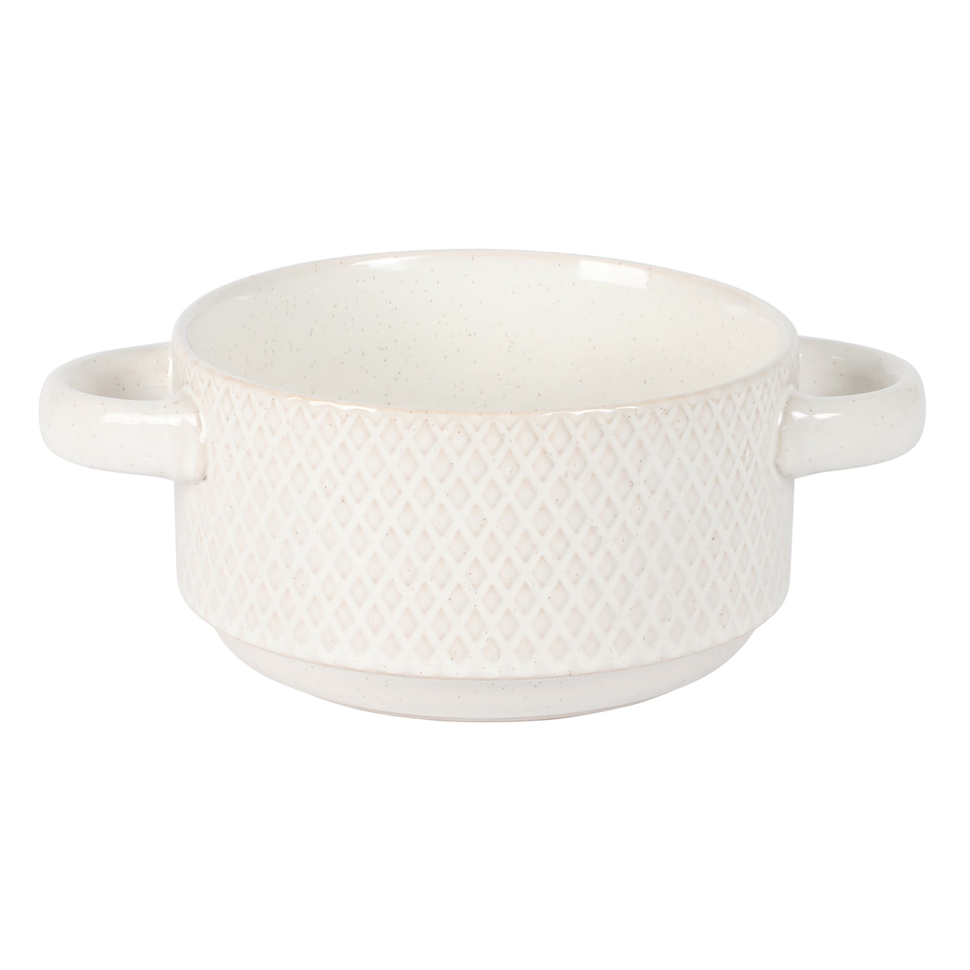 Gibson Elite Reactive Stoneware Soup Bowls with Handles, 6 Inch, Set of 4, White